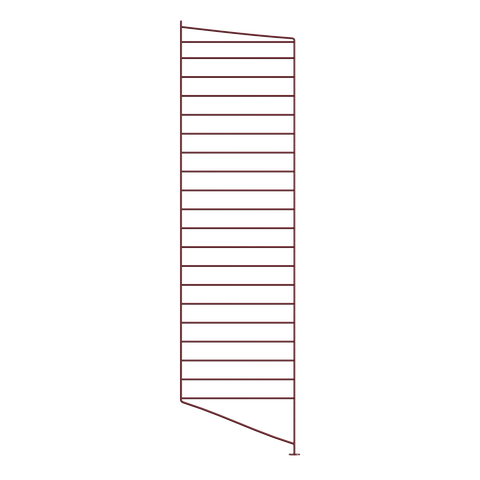 String System floor panel in dark red, an 85 by 30 cm steel side panel for the String shelving system