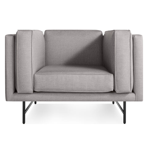Bank Lounge Chair by Blu Dot in Vern Grey upholstery with black metal legs