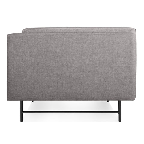 Blu Dot Bank Lounge Chair in Vern Grey with blackened metal legs side view on white background