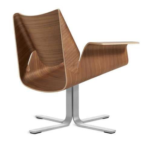 sculptural Buttercup Lounge Chair in white oak and stainless steel by Blu Dot
