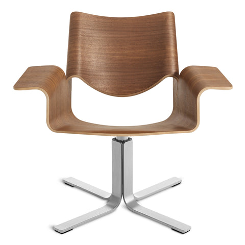 sculptural Buttercup Lounge Chair in walnut and stainless steel by Blu Dot