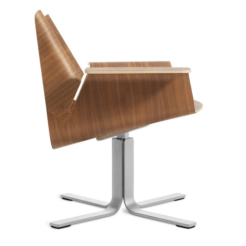 sculptural Buttercup Lounge Chair in walnut and stainless steel by Blu Dot