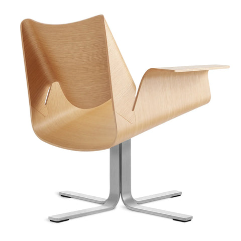 sculptural Buttercup Lounge Chair in white oak and stainless steel by Blu Dot