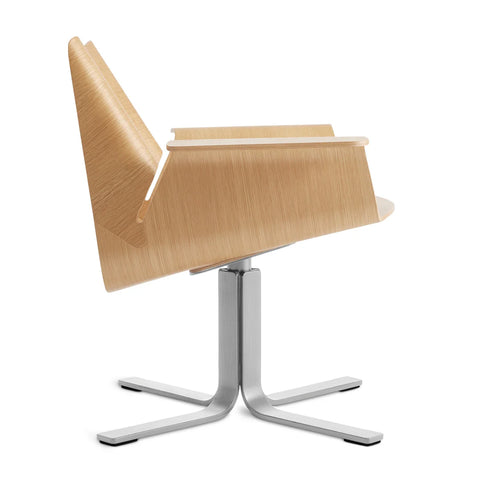 sculptural Buttercup Lounge Chair in white oak and stainless steel by Blu Dot