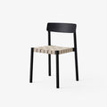 Betty TK1 Side Chair by &Tradition in black lacquered oak with natural linen webbing seat