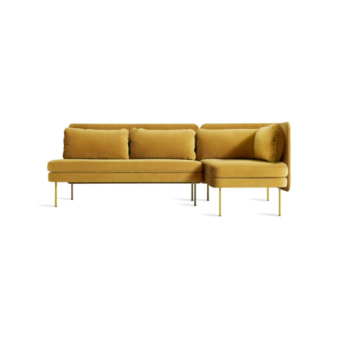 Bloke Armless Sofa With Chaise by Blu Dot in Ochre Velvet, right-facing