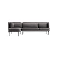 Bloke Sofa With Chaise by Blu Dot in Gabro Grey, left-facing, low front view