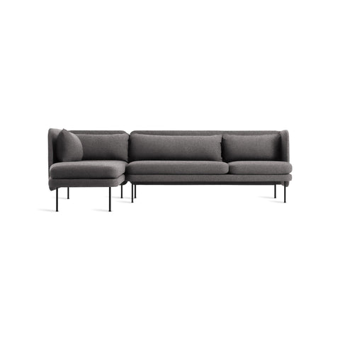 Bloke Sofa With Chaise by Blu Dot in Gabro Grey, left-facing, low front view