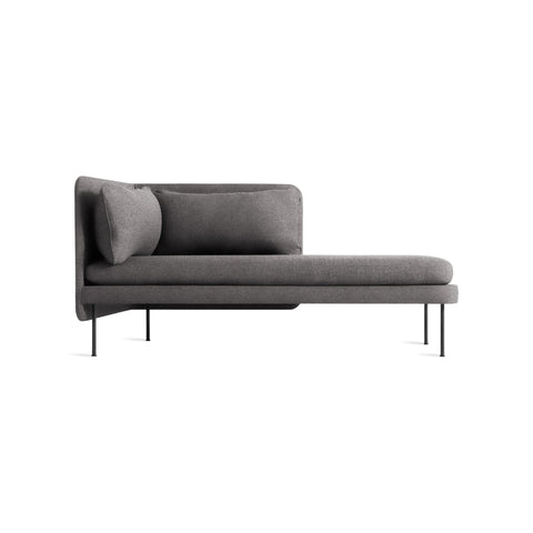 Bloke Chaise by Blu Dot in Gabro Grey, right-facing, low front view
