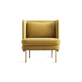 Bloke Lounge Chair by Blu Dot in Ochre Velvet, low front view