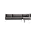 Bloke Sofa With Chaise by Blu Dot in Gabro Grey, right-facing, low front view