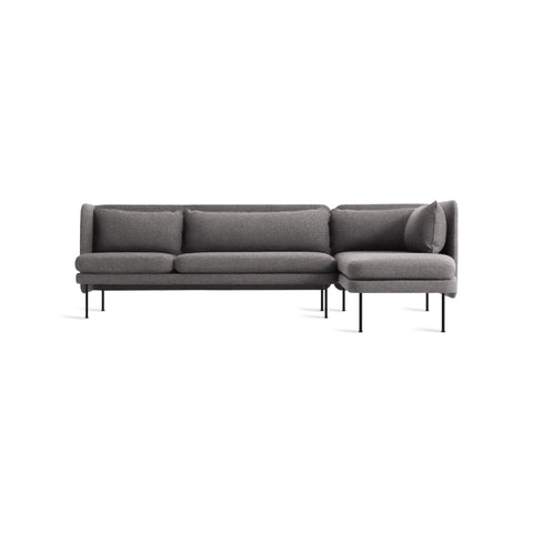 Bloke Sofa With Chaise by Blu Dot in Gabro Grey, right-facing, low front view
