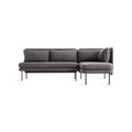 Bloke Armless Sofa With Chaise by Blu Dot in Gabro Grey, right-facing, low front view