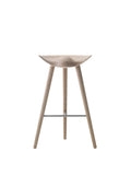 Audo Copenhagen ML42 Stool, Counter & Bar Height Bar in Natural Oak and Stainless Steel, packshot on white