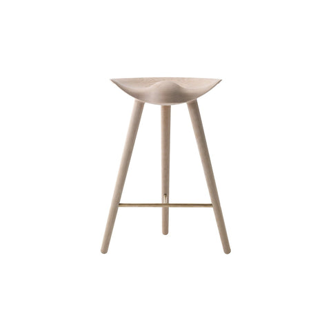 Audo Copenhagen ML42 Stool, Counter & Bar Height Counter in Natural Oak and Polished Brass, packshot on white