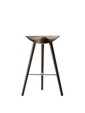 Audo Copenhagen ML42 Stool, Counter & Bar Height Counter in Brown Oiled Oak and Stainless Steel, packshot on white