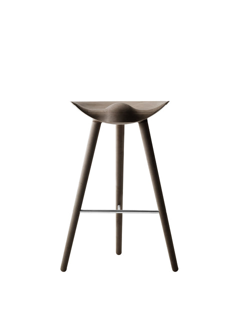 Audo Copenhagen ML42 Stool, Counter & Bar Height Counter in Brown Oiled Oak and Stainless Steel, packshot on white