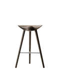Audo Copenhagen ML42 Stool, Counter & Bar Height Bar in Brown Oiled Oak and Stainless Steel, packshot on white