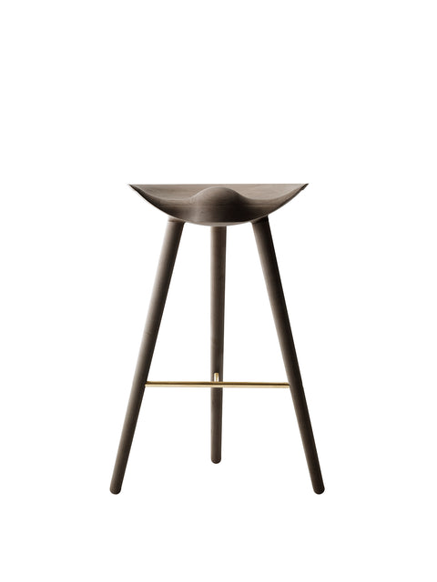 Audo Copenhagen ML42 Stool, Counter & Bar Height Counter in Brown Oiled Oak and Polished Brass, packshot on white