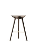 Audo Copenhagen ML42 Stool, Counter & Bar Height Bar in Brown Oiled Oak and Polished Brass, packshot on white