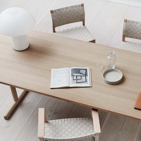 bm61 dining chair by borge mogensen with oak frame and natural linen webbing