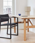 BM62 Dining Chair by Borge Mogensen in Black Lacquered Oak and Black Linen Webbing by Fredericia