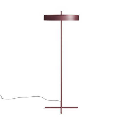 modern bobber floor lamp by Blu Dot in oxblood