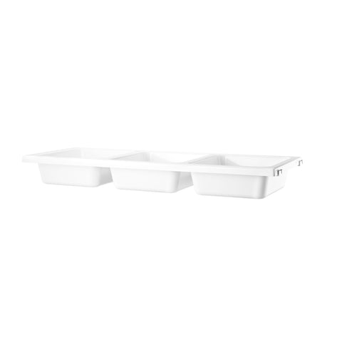 String Furniture white bowl shelf with three compartments, part of the modular String System