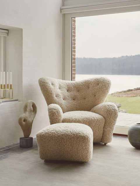 Audo Copenhagen The Tired Man Lounge Chair in a styled interior