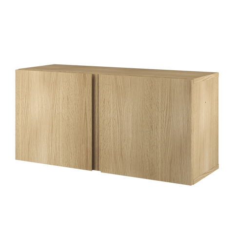 String Furniture Pira Cabinet in white oak, 34 inch shelf cabinet with discreet handles, white background packshot