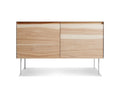modern and minimalist clad 2 door credenza by Blu Dot in hickory white