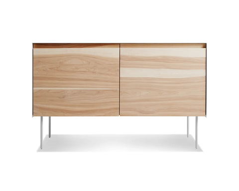 modern and minimalist clad 2 door credenza by Blu Dot in hickory white