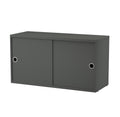 String Furniture cabinet with sliding doors in dark grey – Scandinavian modular furniture piece