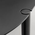 Comeuppance Round Dining Table by Blu Dot in Oblivion, tabletop leg connection detail