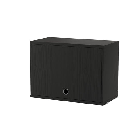 String® System cabinet with flip door in black stained ash, contemporary modular cabinet