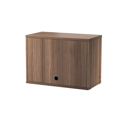 String® System cabinet with flip door in walnut veneer, modular shelving component
