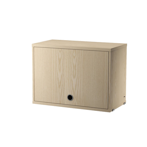 String® System cabinet with flip door in ash veneer, modern shelving component