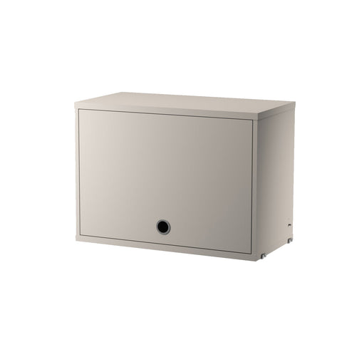 String® System cabinet with flip door in beige lacquered finish, Scandinavian modular unit
