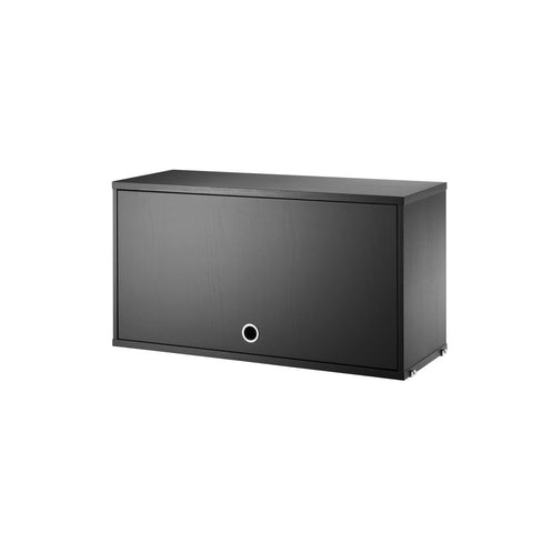 tring® System cabinet with flip door in black stained ash, 22.8 x 11.8 inches, modern shelving component