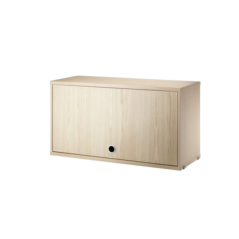 String® System cabinet with flip door in ash wood, 22.8 x 11.8 inches, Scandinavian shelving component