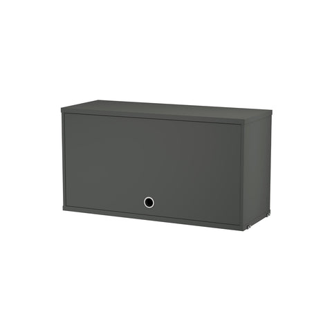 String® System cabinet with flip door in grey, 22.8 x 11.8 inches, modern storage for String® shelving
