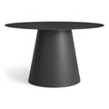 Circula Dining Table by Blu Dot in Oblivion powder-coated aluminum, 52" round, front view