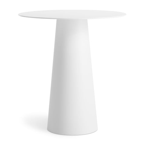 Circula Bar Height Table by Blu Dot in White powder-coated aluminum, 36" round, front view