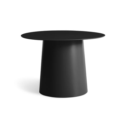 modern circle low side table by Blu Dot in oblivion