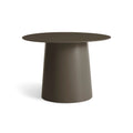 modern circle low side table by Blu Dot in dark olive