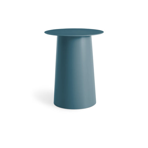 Circula Tall Side Table by Blu Dot in Marine Blue powder-coated aluminum, front view