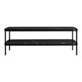 comehither coffee table by Blu Dot in black powder coated steel frame and black marble top
