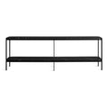 comehither long and low console table by Blu Dot in black powder coated steel frame and black marble 