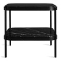 comehither side table by Blu Dot in black powder coated steel frame and black marble