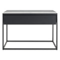 Construct Nightstand by Blu Dot in black powder coated steel frame and white marble top 